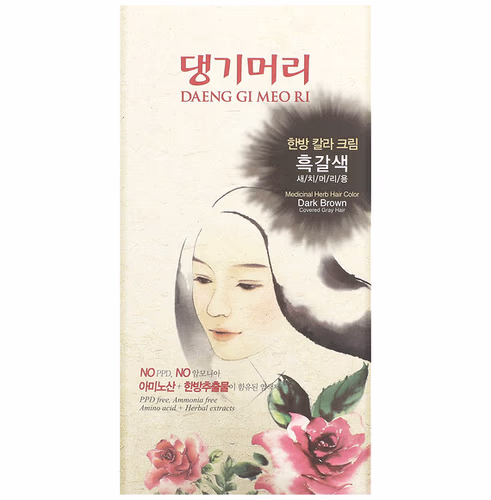DAENG GI MEO RI 藥草深褐色永久染髮劑 1 件套